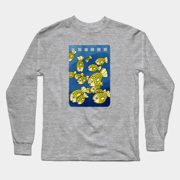 Flat, golden fish in a pack Long Sleeve T-Shirt by LeahHa